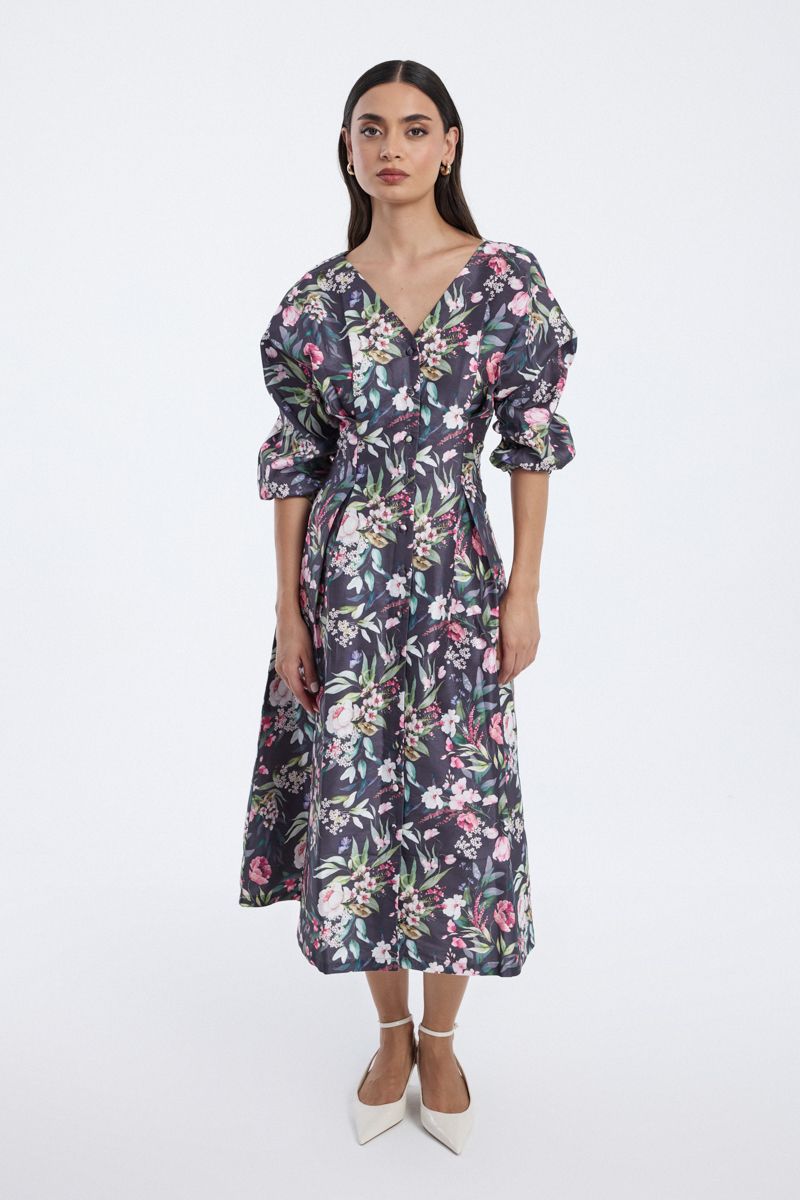 floral print longline dress