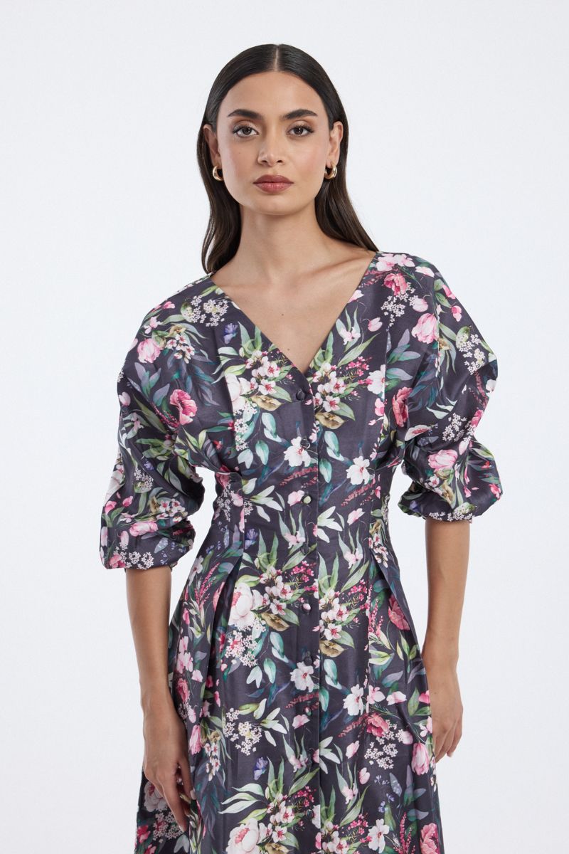 floral print longline dress