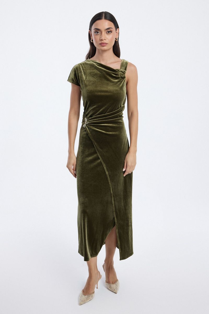 velvet asymmetric dress