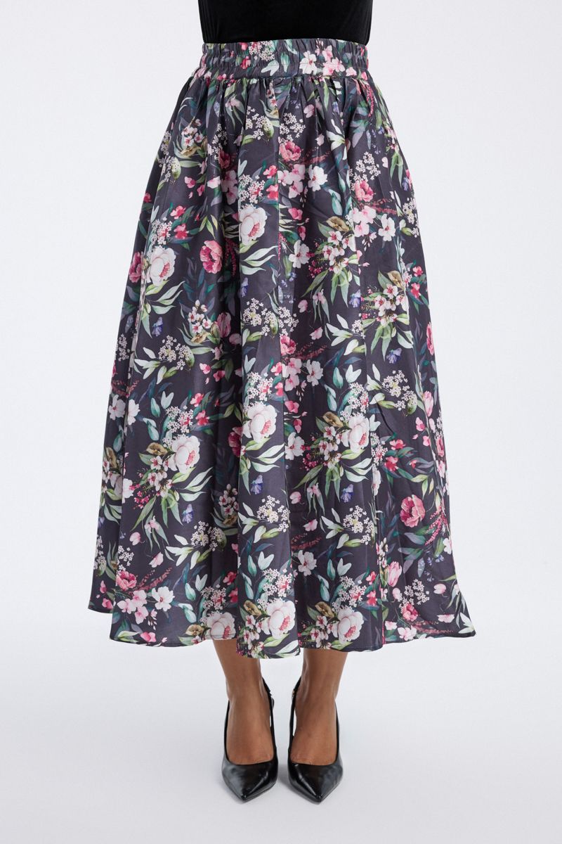 floral print longline skirt