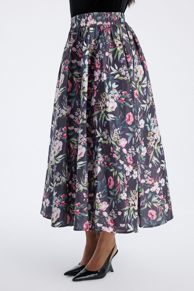 floral print longline skirt