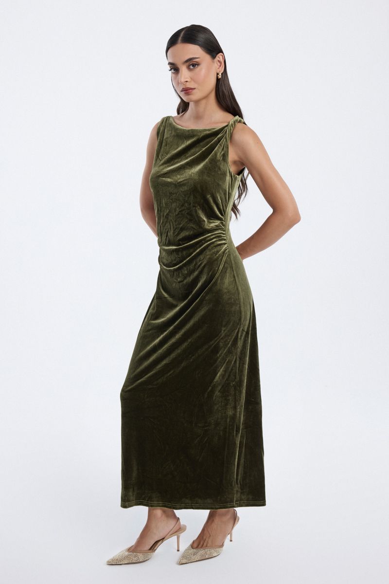 velvet sleeveless maxi dress