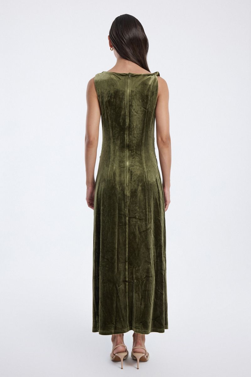 velvet sleeveless maxi dress