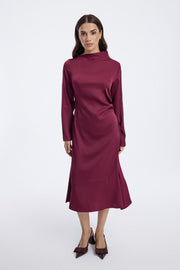 Long Sleeve Satin Midi Dress