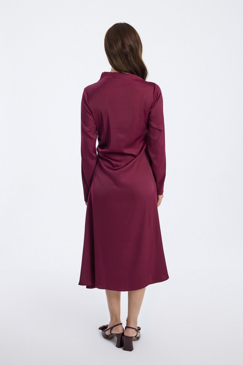 Long Sleeve Satin Midi Dress