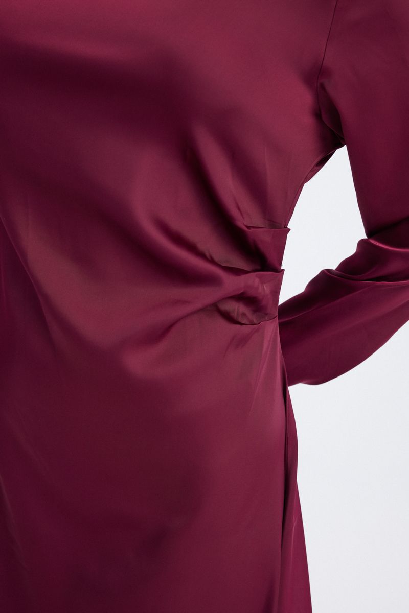 Long Sleeve Satin Midi Dress
