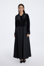 Velvet Panel Longline Abaya