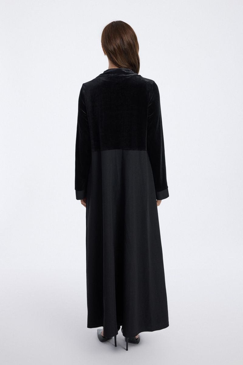Velvet Panel Longline Abaya