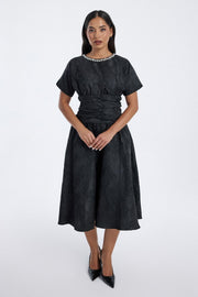 midi dress with ruched waist