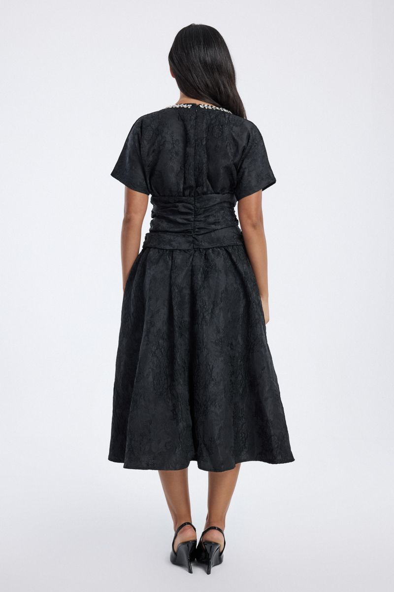 midi dress with ruched waist