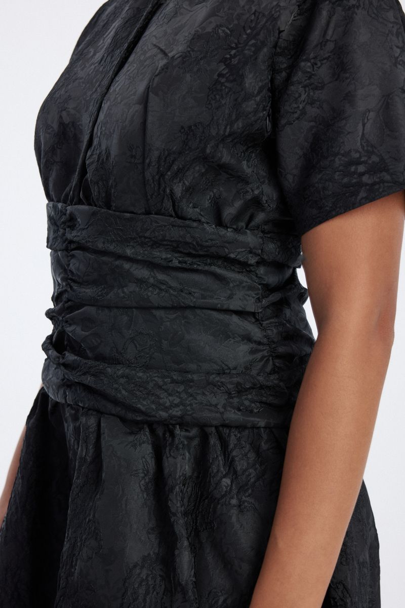 midi dress with ruched waist