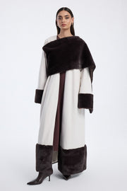 farwa coat with faux fur panels