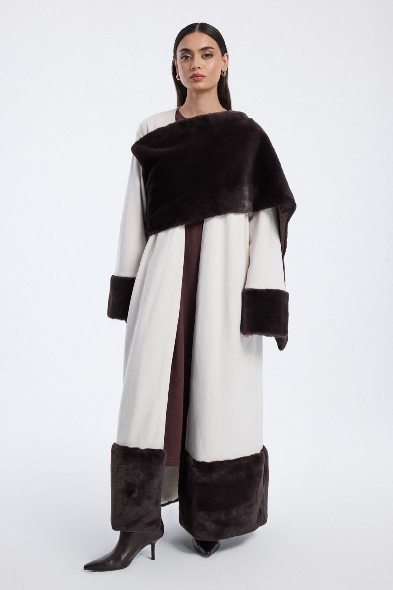farwa coat with faux fur panels
