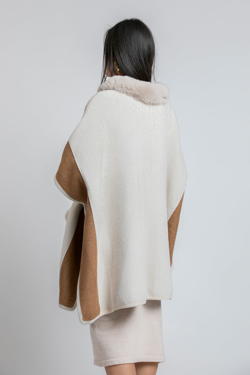 Women Fur Trim Cape
