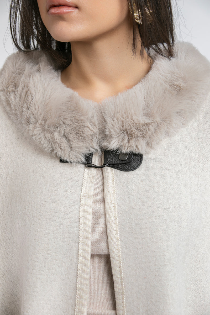 Women Fur Trim Cape