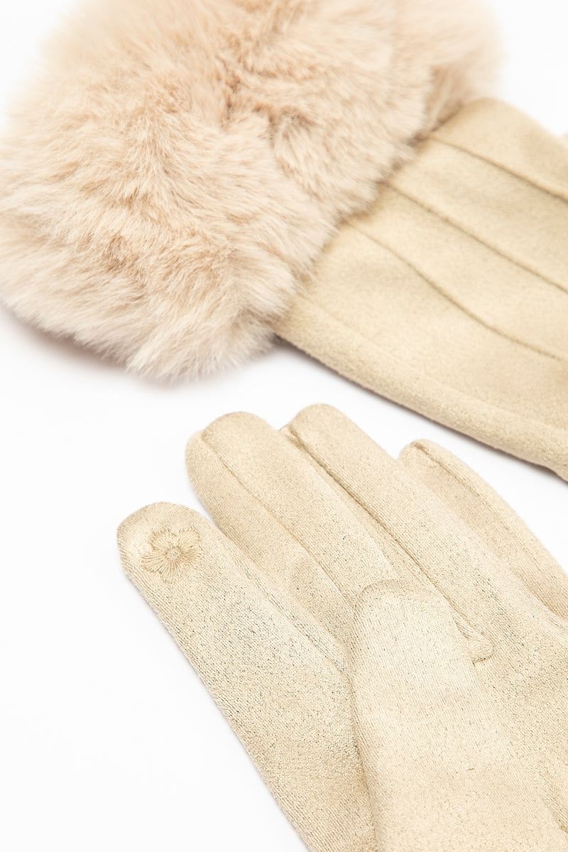 قفازات شامواه صناعي مع أطراف فرو