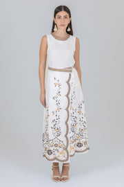 Patterned Midi Skirt with Floral Motifs