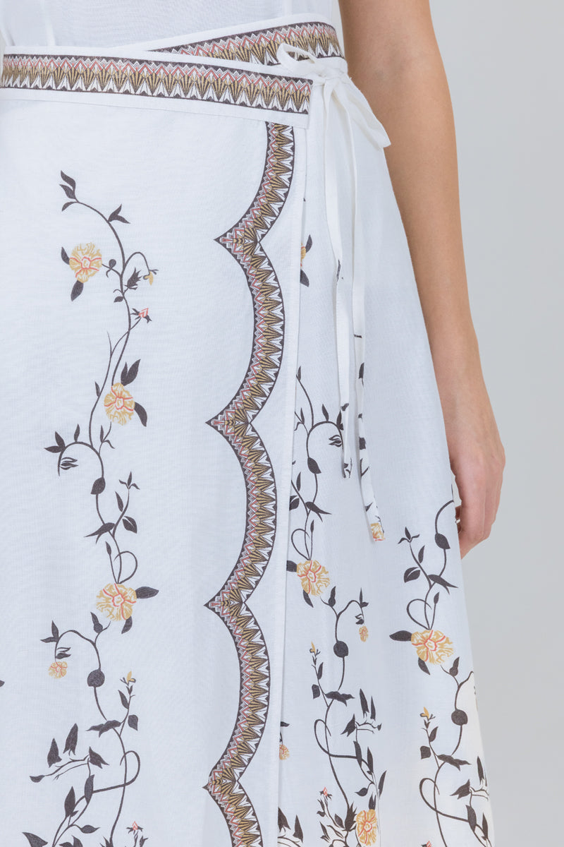 Patterned Midi Skirt with Floral Motifs