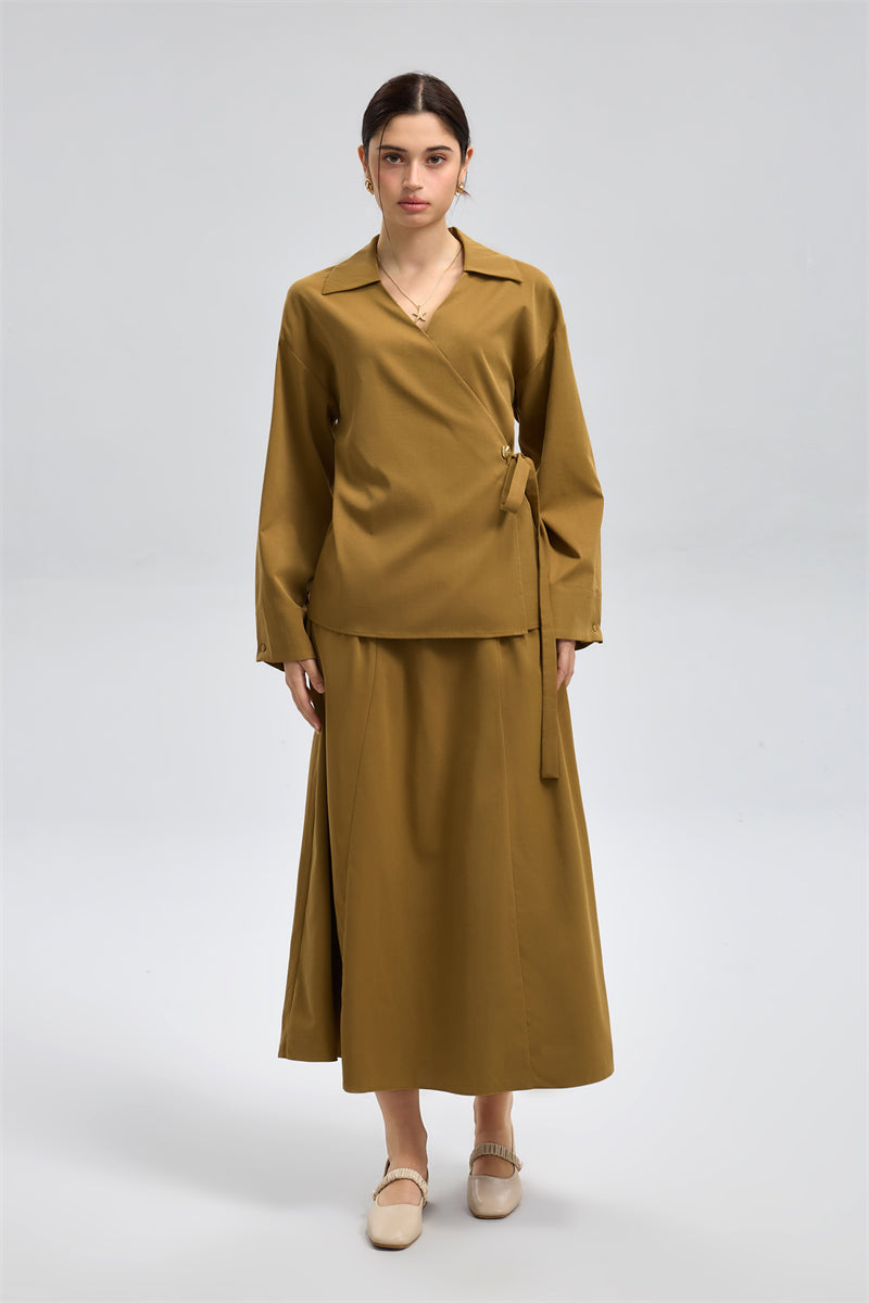 تنورة ميدي بخصر مطاطي