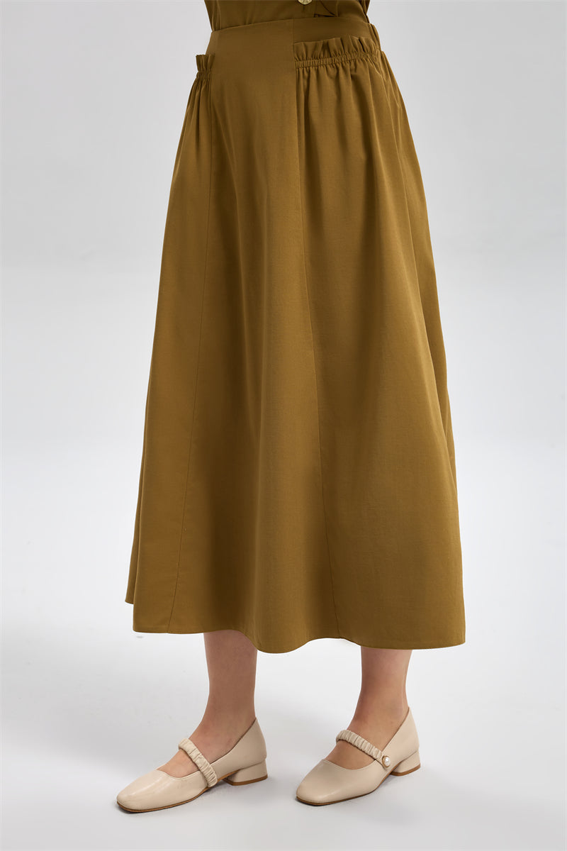 تنورة ميدي بخصر مطاطي