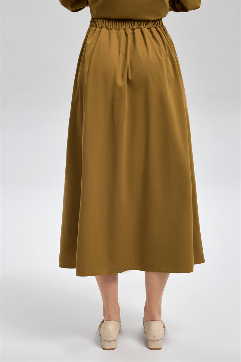 تنورة ميدي بخصر مطاطي