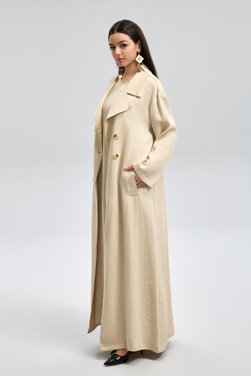 معطف طويل واسع بقصة انسيابية