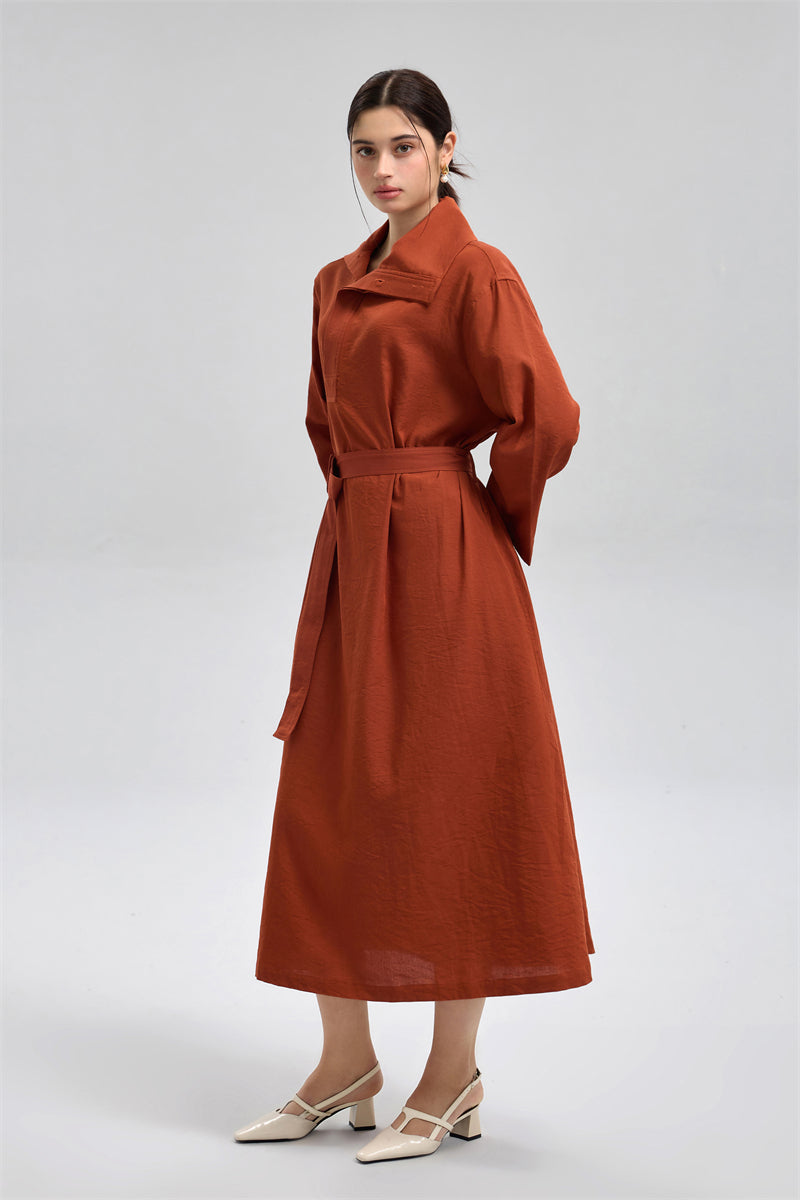 فستان ترنش ميدي بحزام