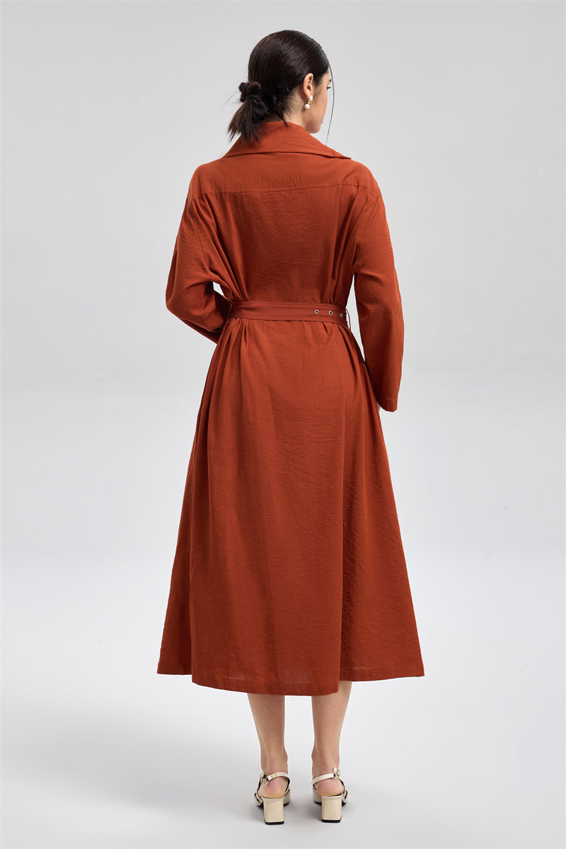 فستان ترنش ميدي بحزام