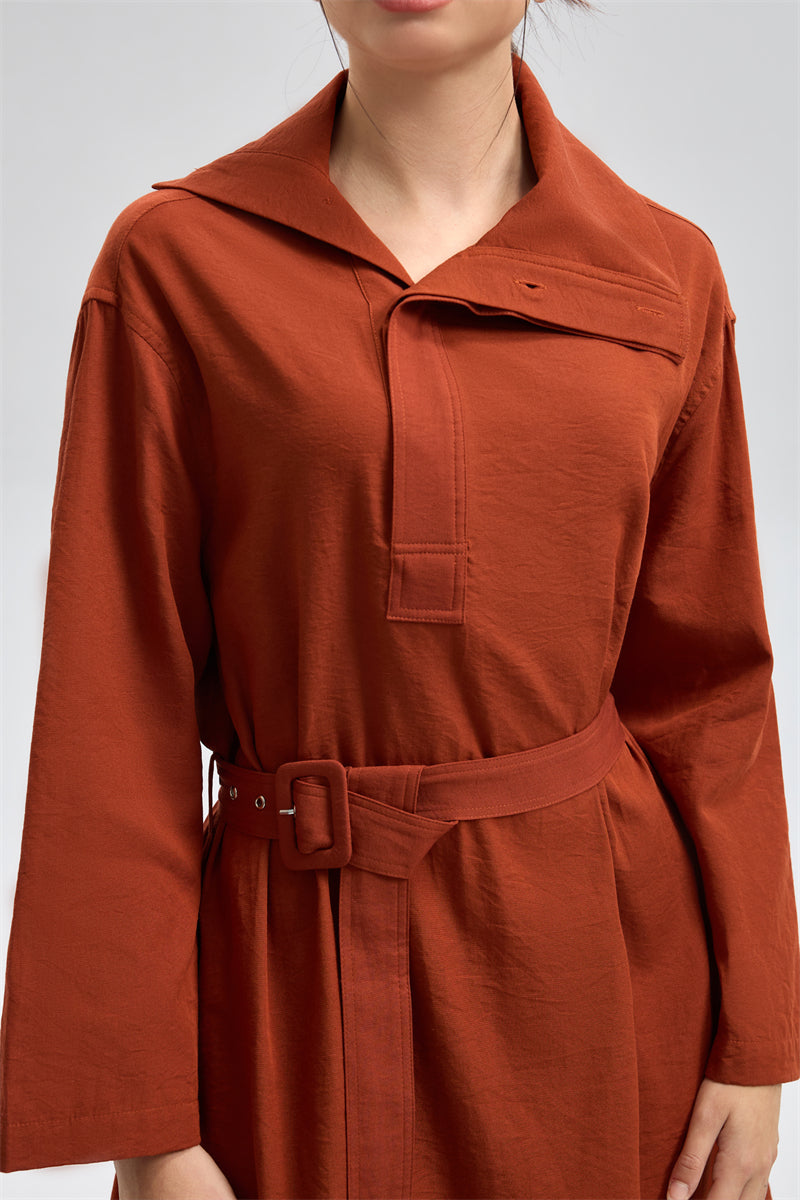 فستان ترنش ميدي بحزام