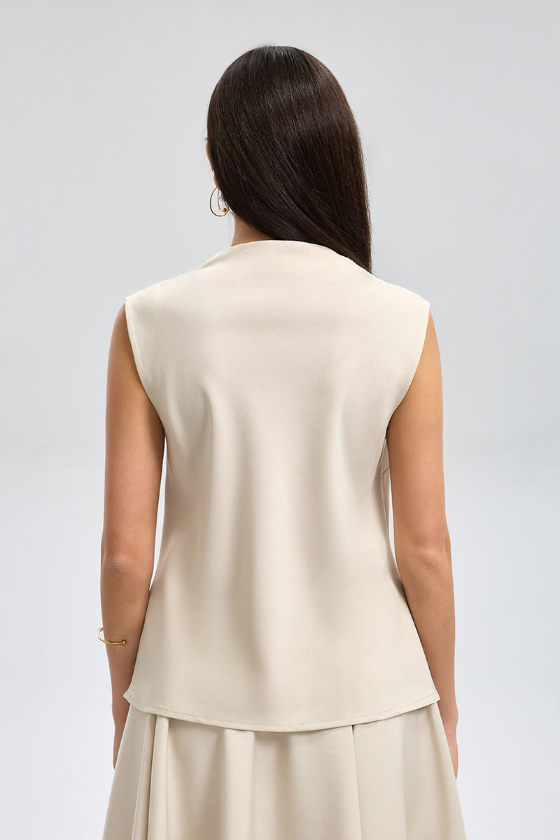 بلوزة بدون أكمام بياقة منسدلة