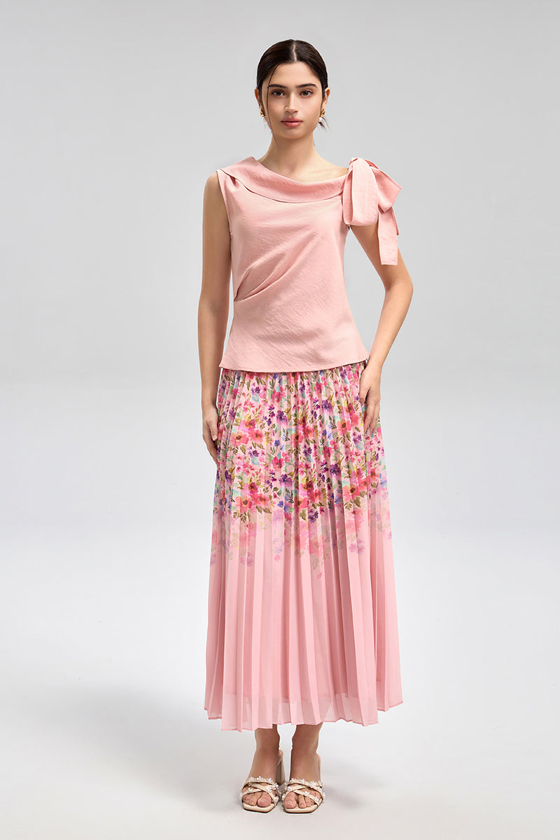 تنورة كسرات بطبعات ورود