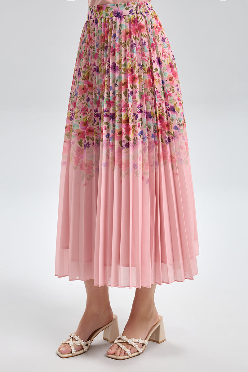 تنورة كسرات بطبعات ورود