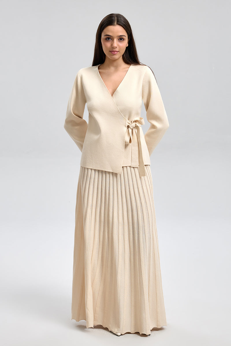 تنورة ماكسي محبوكة بنمط كسرات