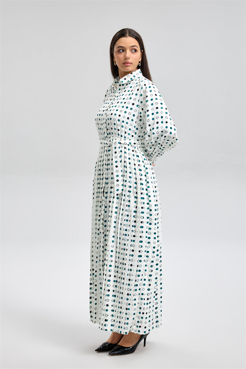 فستان قميص ماكسي مطبوع