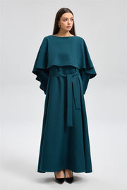 فستان ماكسي أنيق بتصميم كاب