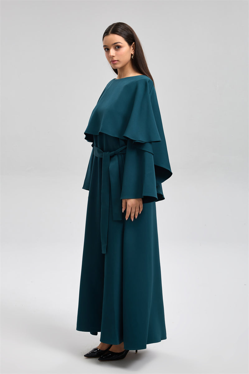 فستان ماكسي أنيق بتصميم كاب