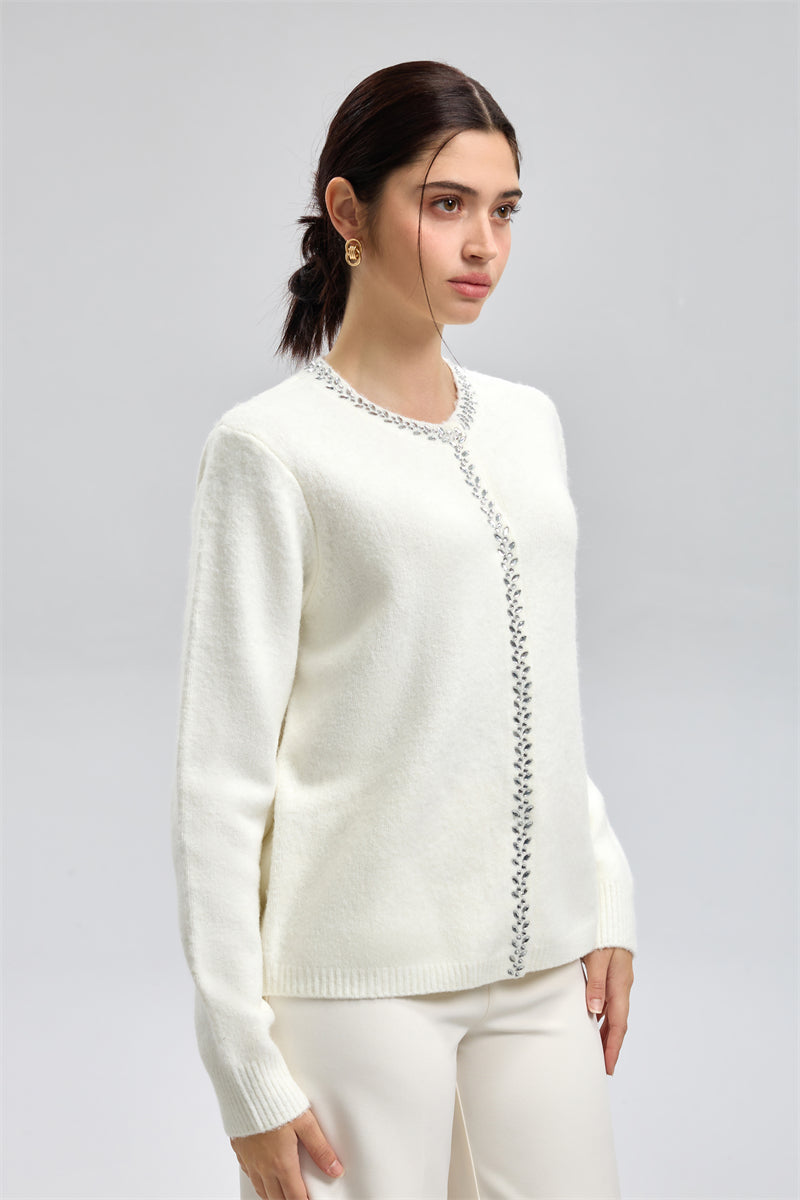 كارديغان محبوك بتفاصيل مُزخرفة