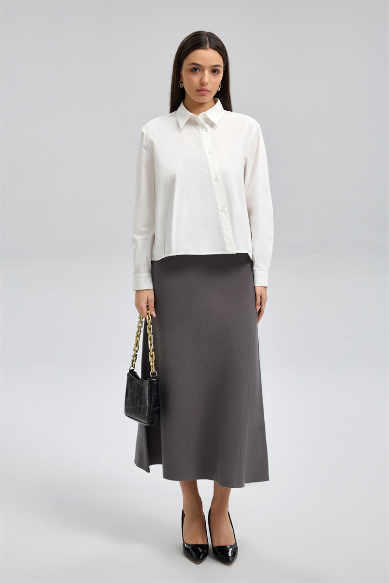 تنّورة ميدي محبوكة بخصر مرتفع