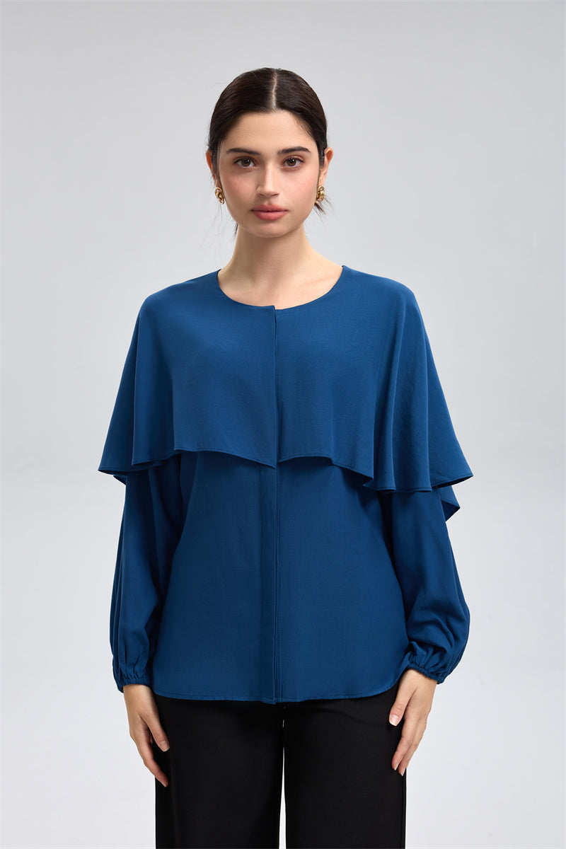 بلوزة أنيقة بطبقة كاب علوية