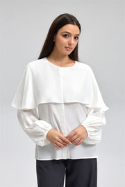 بلوزة أنيقة بطبقة كاب علوية