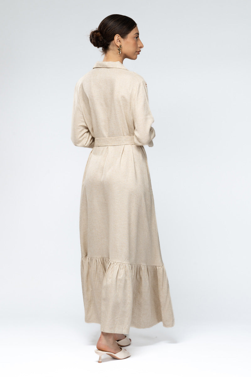 Floral Detail Belted Maxi Dress