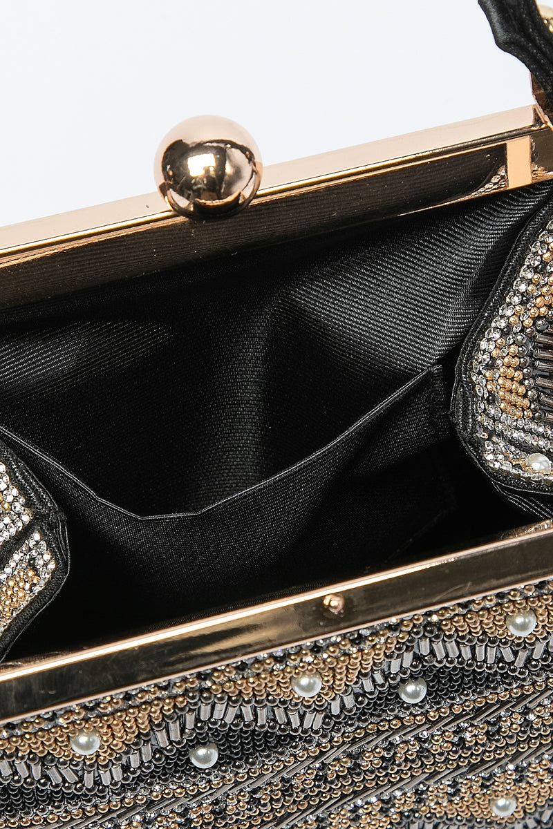 حقيبة بمقبض علوي وتطريز خرزي