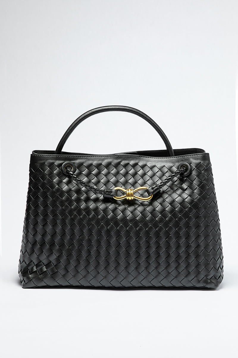 حقيبة بمقبض علوي ونسيج مجدول