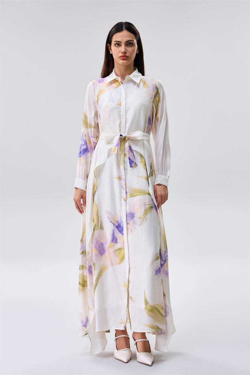 Floral Print Belted Maxi Dress