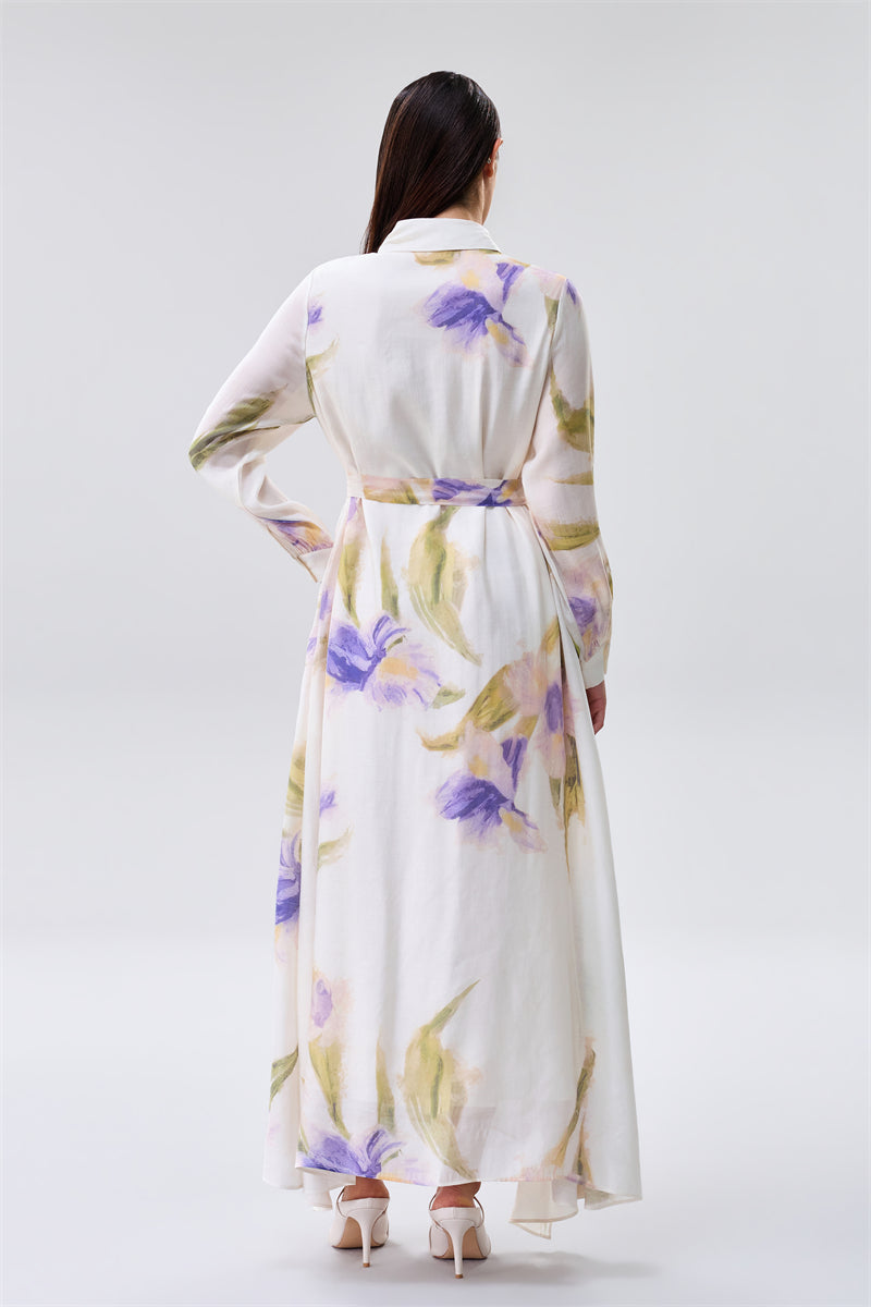 Floral Print Belted Maxi Dress