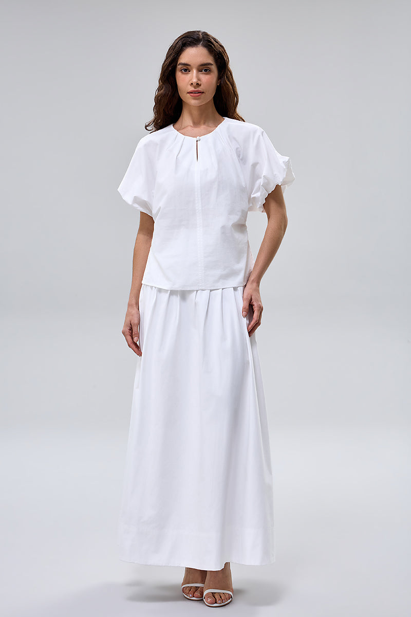 تنورة ماكسي بثنيات عند الخصر