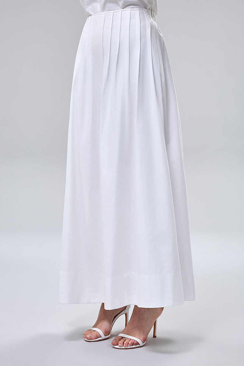 تنورة ماكسي بثنيات عند الخصر