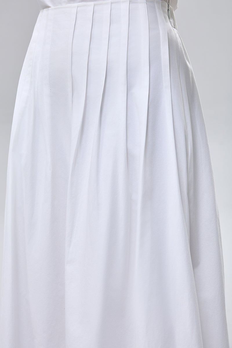 تنورة ماكسي بثنيات عند الخصر