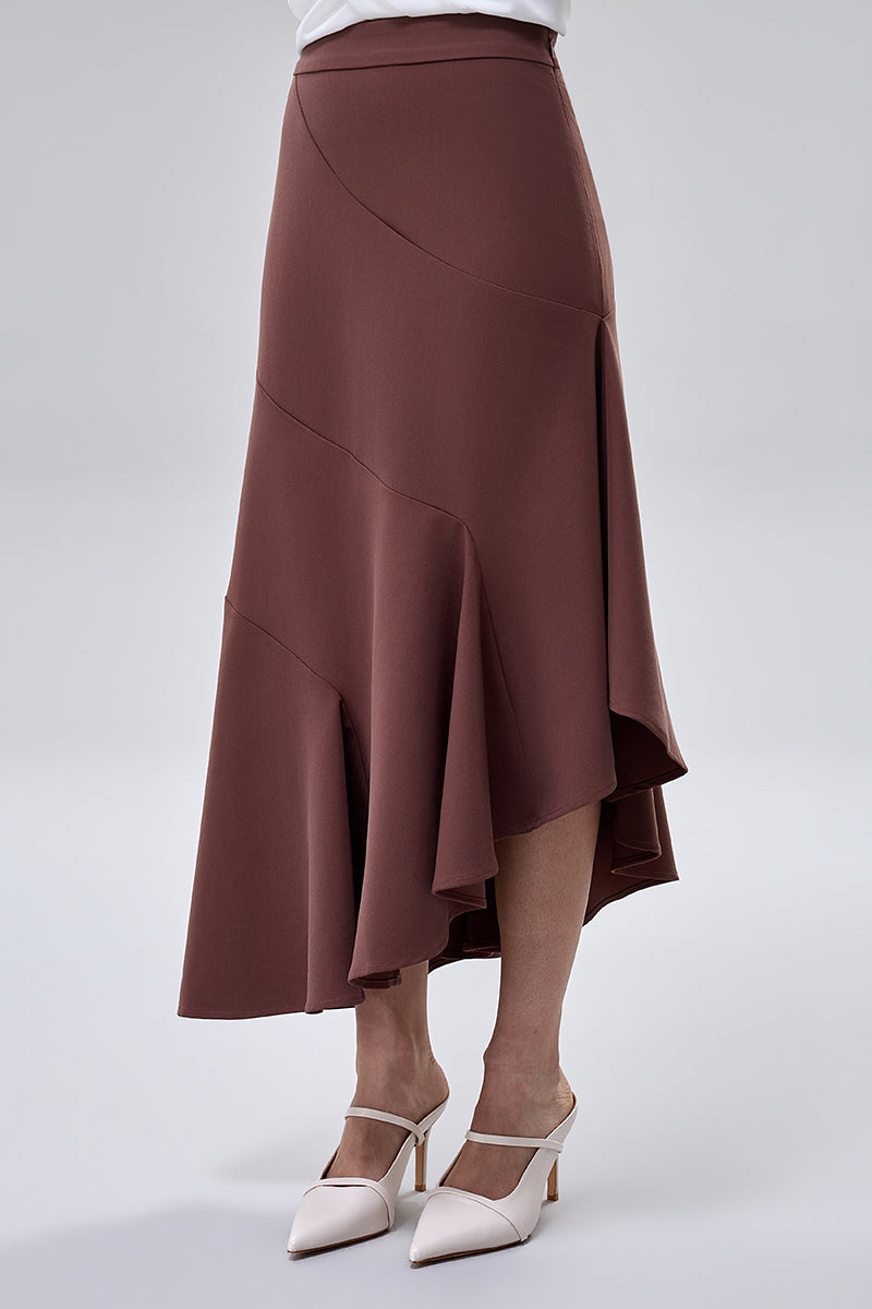 تنورة ميدي بقصة غير متماثلة