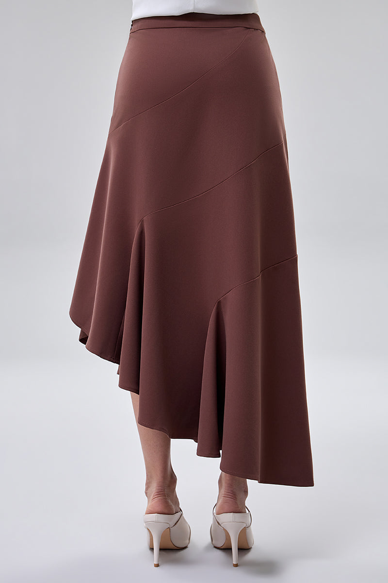 تنورة ميدي بقصة غير متماثلة